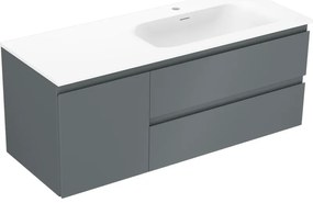Mexen Orio szafka łazienkowa 120 cm z umywalką Vela prawą, 2S, 1D, grafit mat/biała mat - 91A13-12047-3-BBFFF66-W23P01