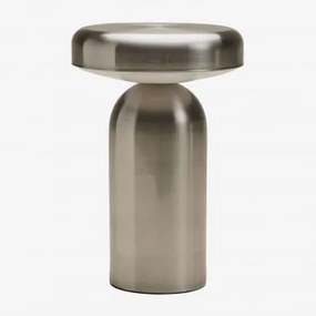 Bezprzewodowa Lampa Stołowa Led Do Użytku Zewnętrznego Z Żelaza Akita Szczotkowana Szarość - Sklum