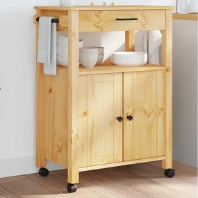 Wózek Kuchenny MONZA z Masywnego Drewna Sosnowego 60x40x90 cm z Szufladą i 2 Drzwiczkami