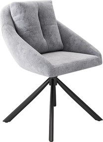 Zestaw 6 krzeseł do jadalni z aksamitu - 79 x 51,5 x 51,5 cm - Eleganckie i wygodne obrotowe - z poduszkami - Szare