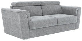 Kanapa 4-osobowa rozkładana typu express z szarą tapicerką - Powierzchnia spania z szerokimi listewkami 160 cm - Materac 22 cm z pamięcią kształtu - RIZORA