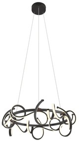 Designerska lampa wisząca czarna okrągła z 3-stopniowym ściemnianiem - Krisscross Nowoczesny Oswietlenie wewnetrzne