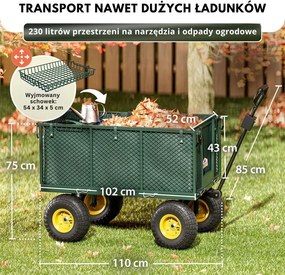 Wózek transportowy HECTOR, maks. 550 kg, 110x75x52 cm, zielony Gardebruk