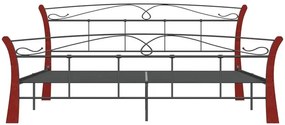 Metalowe łóżko małżeńskie czarny + ciemny dąb 140x200 cm - Elistro