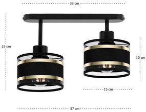 Lampa sufitowa czarna dwupunktowy spot z czarnymi abażurami T-3306SC-S