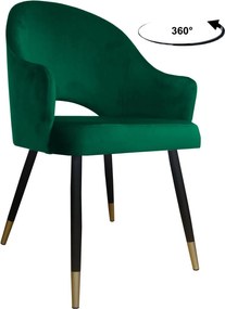 Krzesło Velvet tkanina Welur noga metalowa : Kolor nogi - Czano-złota stożek, Kolor tkaniny - VELVET - MG25, Typ siedziska - Siedzisko obrotowe 360°