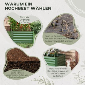 Outsunny Plantator, Wygodny kwietnik do sadzenia, pielęgnacji i uprawy, Wysoka grządka, Stal, Zielony