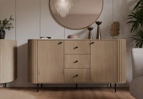 Komoda Opunio 165 cm – nowoczesna komoda z szufladami dąb cremona / beż piaskowy / dąb dunin