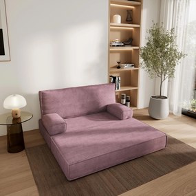 Masseno Sofa piankowa LADIA z funkcją spania, Kanapa z pianki do salonu, Bezmontażowa, Tkanina sztruksowa – Wrzosowy POSO 130