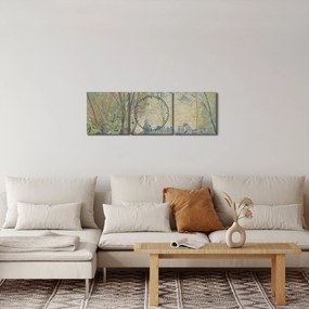 Obraz - Claude Monet, Woman Seated under the Willows, reprodukcje (z zegarem) (90x30 cm)