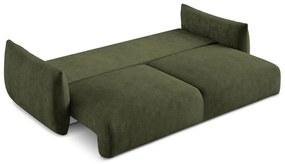 Zielona rozkładana sofa z tkaniny szenilowej 230 cm Leila – Makamii