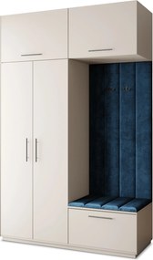 Masseno Garderoba REMA 150/240/60 cm Nowoczesna Szafa do Przedpokoju Kaszmir, MONOLITH 77 (Niebieski)