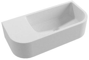 Umywalka betonowa wisząca / nablatowa półokrągła z półką bez otworu na baterię 65 x 30 cm LARMO | różne kolory : Kolor - Biały (beton), Typ montażu - nablatowa