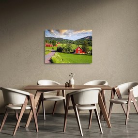 Obraz na szkle - wieś (70x50 cm)