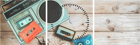 Obraz - Radio retro (z zegarem) (90x30 cm)
