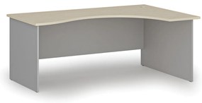 Ergonomiczne biurko PRIMO GRAY, 180x120 cm, prawe, szary/brzoza