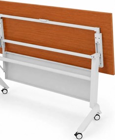 Mobilny stół PRIMO MOVE, 180x60 cm, biała podstawa, orzech