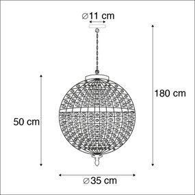 Lampa wisząca art deco kryształ ze złotem 35 cm - Kasbah klasyczny/Antyczny Oswietlenie wewnetrzne