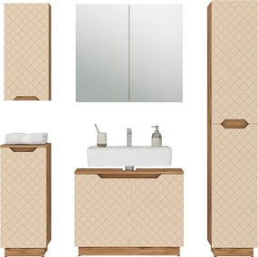 Zestaw mebli łazienkowych dąb/kaszmir ze strukturą płytek 79.6x32x62.5 lotta