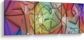 Obraz - Abstrakcja wielokątna (z zegarem) (90x30 cm)