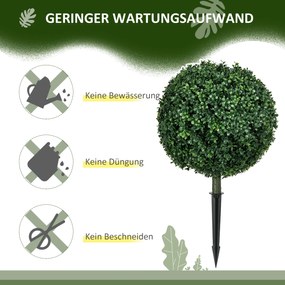 HOMCOM Sztuczny Bukszpan w Zestawie 2 szt., Realistyczny, Odporny na Warunki Atmosferyczne, Łatwy w Pielęgnacji, 70 cm