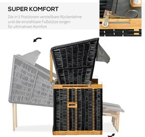 Outsunny kosz plażowy z dachem imitacja rattanu stół składany kolor jasnoszary, 118 x 79 x 150 cm