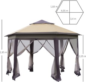 Składany Pawilon Outsunny 4x4m z Podwójnym Dachem, Wodoodporny i UV-Odporny, Idealny na Ogrodowe Imprezy, z 6 Odpinanymi Ścianami