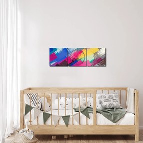 Obraz - Kolorowe pociągnięcia pędzlem (z zegarem) (90x30 cm)