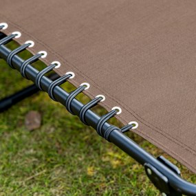 Outsunny Leżak składany z poduszką na szyję, rama stalowa, pokrycie z siatki, obciążenie do 120 kg, kolor brązowy