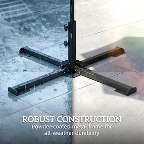 Outsunny Stojak na parasol składany na drążki o średnicy 38 i 48 mm, metalowa podstawa krzyżowa, ciemnoszary | Aosom PL