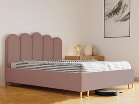 Łóżko tapicerowane MALAGA z wezgłowiem, tkanina MONOLITH, pojemnik, siłownik gazowy, wys. 39 cm, 120×200 cm, pudrowy róż