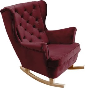 Fotel USZAK bujany tapicerowany z podłokietnikami, kolor Burgundowy tkanina MAGIC VELVET