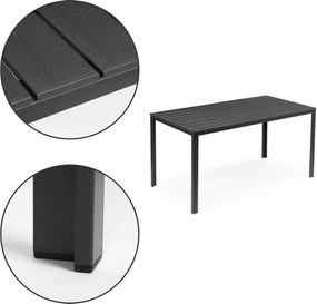 Stół ogrodowy polywood dla 6 osób Sorelia 156x78 cm, szary