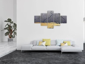 Obraz - Niebiesko-złota abstrakcja N⁰1 (125x70 cm)
