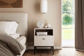 Szafka nocna Lorini z szufladą 45 cm - kaszmir / czarny uchwyt T-bar / stelaż