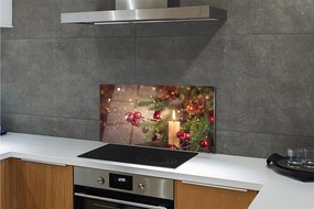 Panel szklany do Kuchni Świeca wśród Szyszek i Gałązek