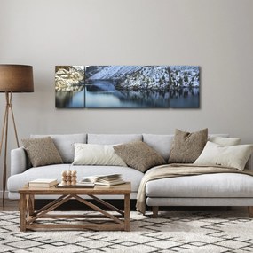 Obraz - zimowy krajobraz z jeziorem (170x50 cm)