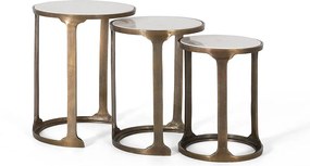 Zestaw 3 stołów z metalu i marmuru