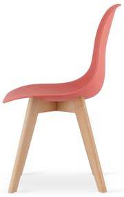 Koralowe krzesło KITO z bukowymi nogami