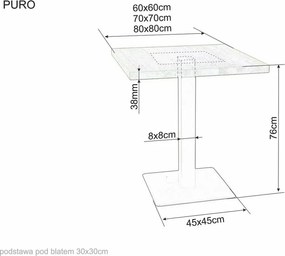 PROMOCJA Czarny stół jadalniany z blatem w dekorze dąb PURO 70x70 II. jakość