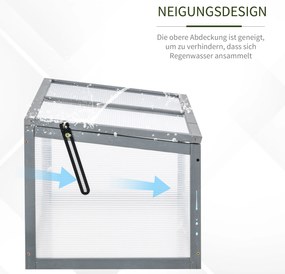 Outsunny Zimna Rama Szklarnia Drewniana z Pokrywą Poliwęglanową Szara Odporna na Warunki Atmosferyczne 90x46x40cm | Aosom PL
