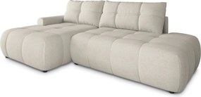 Masseno Narożnik FLUMA z funkcją spania i pojemnikiem na pościel Narozniki L, Rozkładana sofa - Kremowy, CASTEL 03