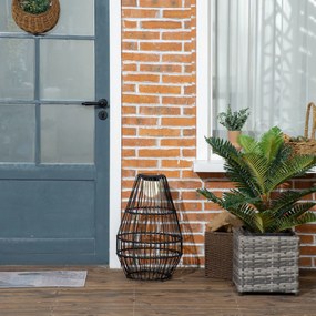 Outsunny Lampa Ogrodowa Solarna Rattan Automatyczne Włączanie 8h Świecenia 34x34x56cm | Aosom PL