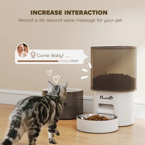 PawHut Automatyczny dozownik karmy 3 L i poidełko 2,5 L dla małych psów i kotów Biały