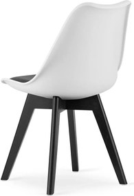 Zestaw białych krzeseł skandynawskich z czarną poduszką 4 szt. - Ares 4S