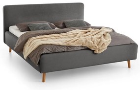 Antracytowe tapicerowane łóżko dwuosobowe ze schowkiem i stelażem 160x200 cm Mattis – Meise Möbel