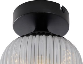 Plafon art deco czarny z przydymionym szkłem - Banci