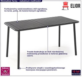 Sześcioosobowy Stół Czarny Metalowy Do Ogrodu E3-W83