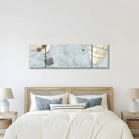 Obraz - Balony nad miastem, zimne odcienie (170x50 cm)