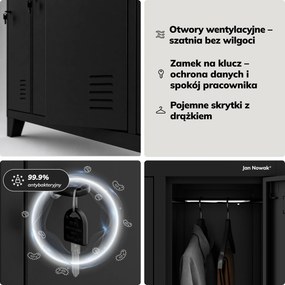 Szafa socjalna ubraniowa 10-drzwiowa czarna, 1360x1720x450 mm: BARTEK